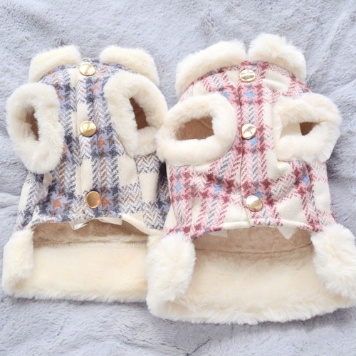 Warm plaid dog - plaid, vest